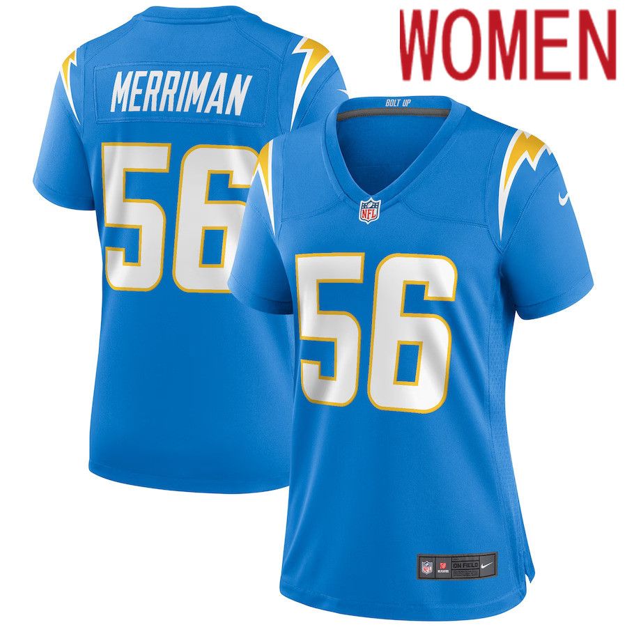 Women Los Angeles Chargers 56 Shawne Merriman Nike Powder Blue Game Retired Player NFL Jersey